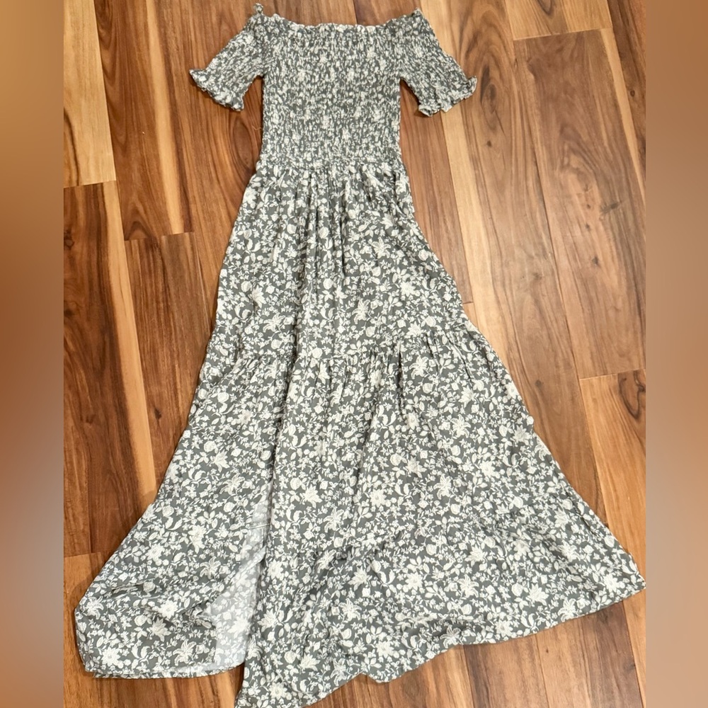 Altar'd State Green and White Maxi Dress